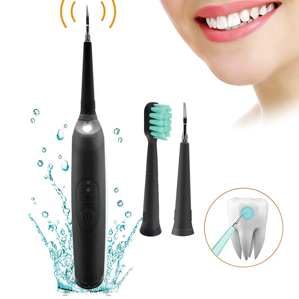 

High Frequency Sonic Electric Tartar Tooth Stain Teeth Plaque Dental Calculus Remover With Tooth Brush, Black, white, pink, green, blue