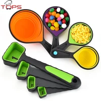 

Amazon Hot Selling 8 Pieces Portable Silicone Measuring Cups & Spoons/Collapsible Silicone Measuring Cups and Spoon Set