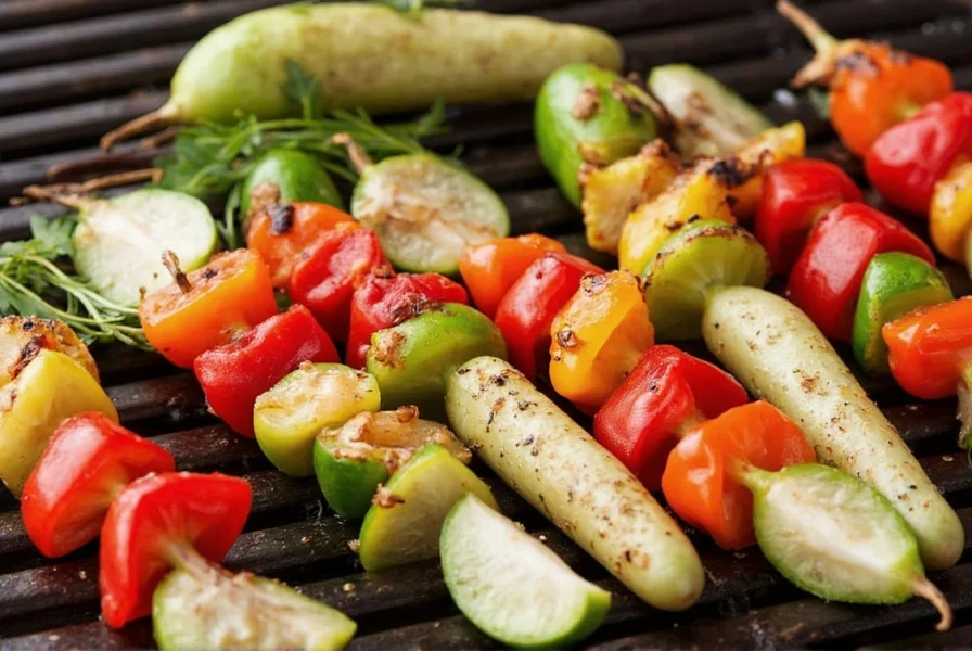 grilling vegetables in a basket