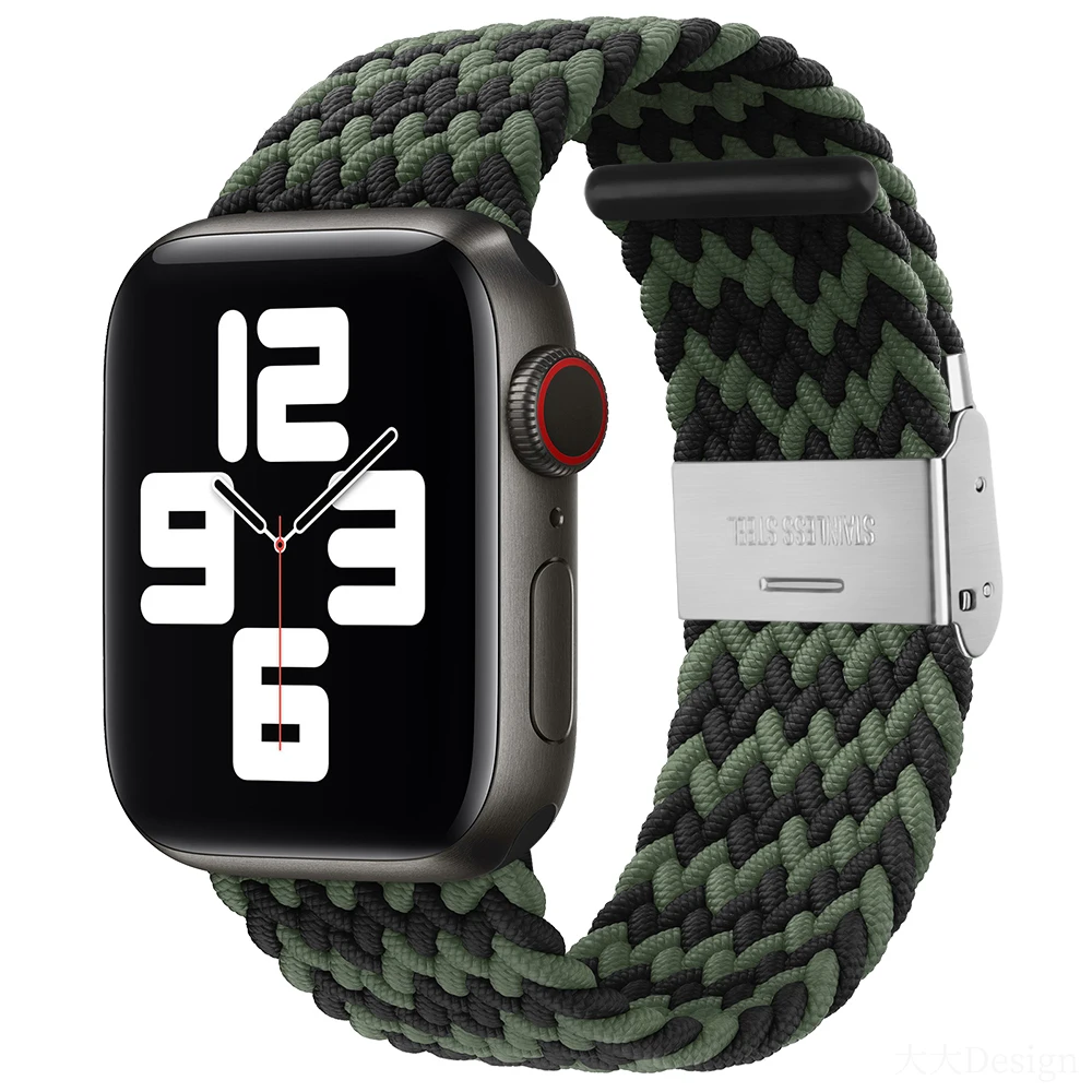 

braided loop For Apple Watch band 44mm 40mm 45mm 41mm 42mm 38mm Nylon Elastic belt Bracelet iWatch serie 3 4 5 SE 6 7 Strap