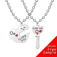 

Qmylife Customized design heart to key i love you zinc alloy couple necklace wholesale