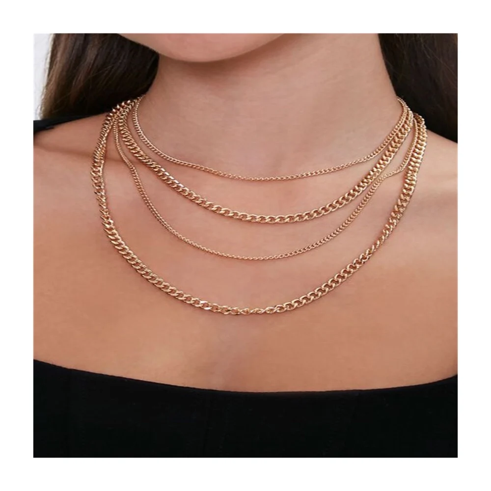 

Wholesale No Moq Custom Women's Chunky 14k 18k Gold Silver Plated Stainless Steel Curb Cuban Link iced Chain Jewelry Necklace, Silver/gold/rose gold