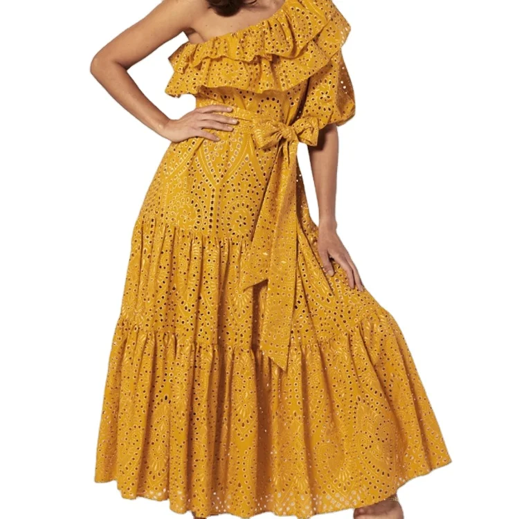 

Summer Trendy Casual Women Boho One Shoulder Long Dress Ladies Maxi Dresses