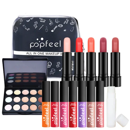

POPFEEL Makeup Set Full Set Combination Beginner Cosmetic Eyeshadow Palette Lipstick Lip glaze Lip gloss Concealer Makeup set