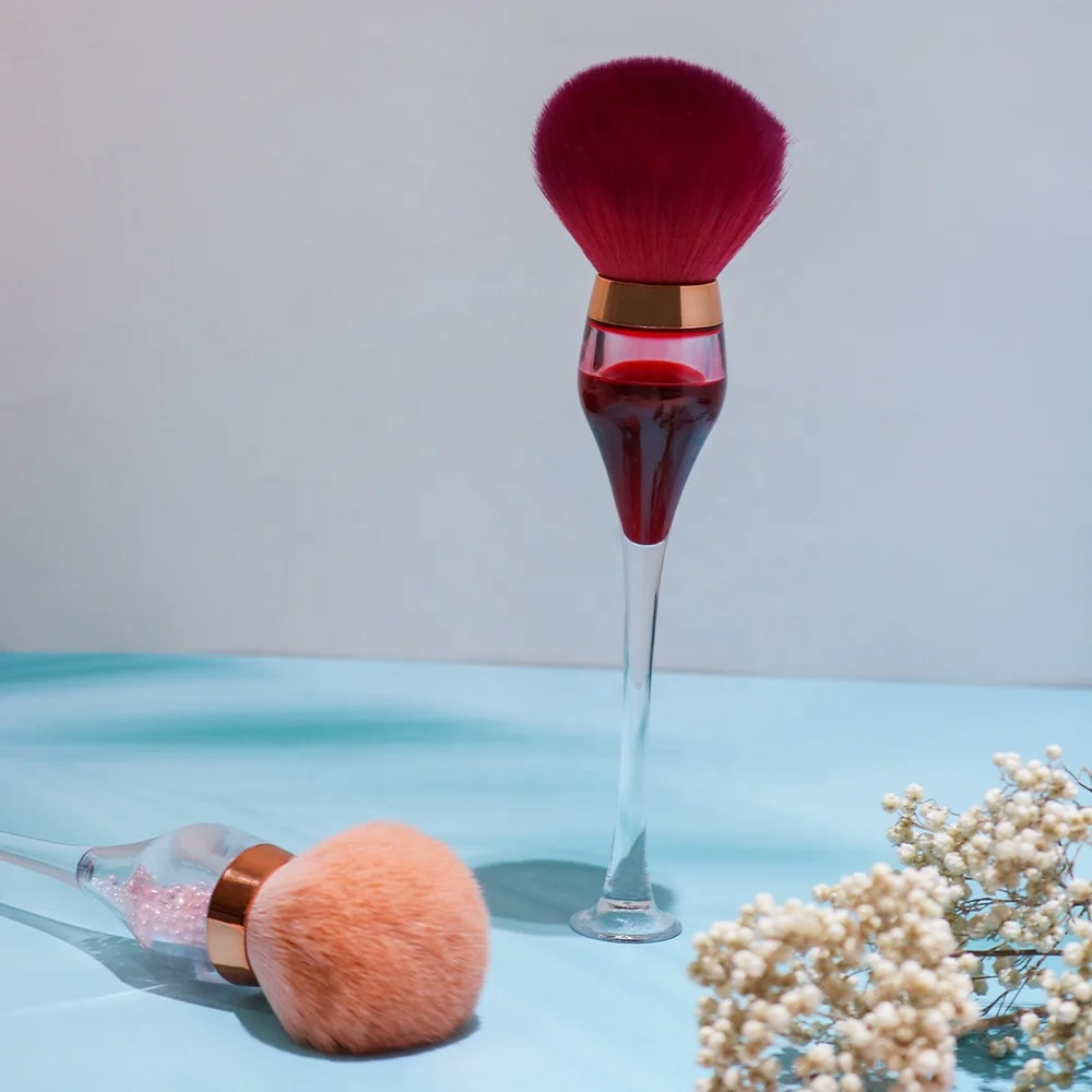 

Fashion Custom Personalized Single New Rose Gold Red Wine Glass Shape Beauty Soft Synthetic Fiber Foundation Face Makeup Brush