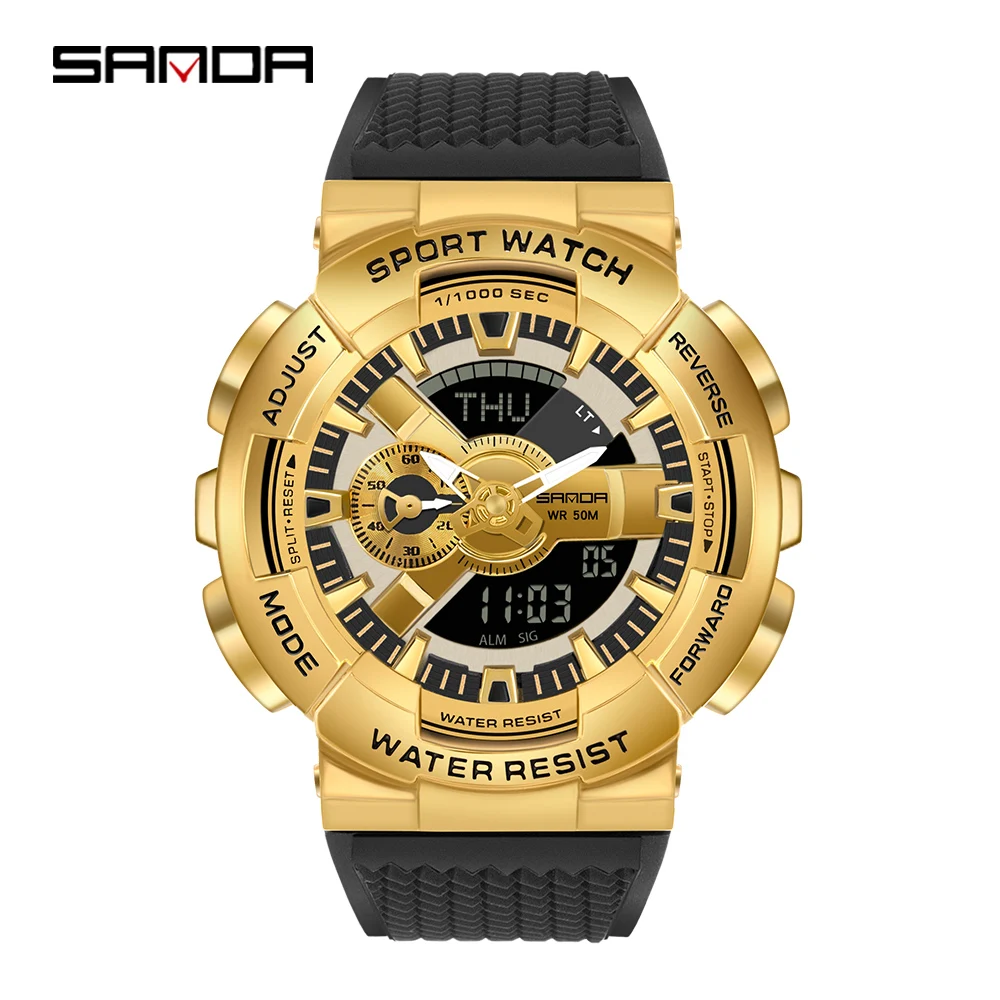 

SANDA 9004 Hot Sale High-grade Men Watch Multifunctional Mirage Digital Wristwatch logo watch
