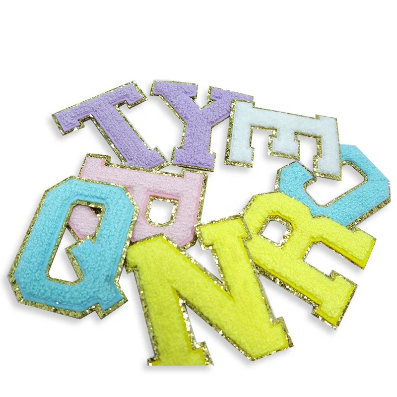 

Wholesale Customizc Sew On 3D Chenelle Letters Colourful Embroidery Iron On Patches For Clothes