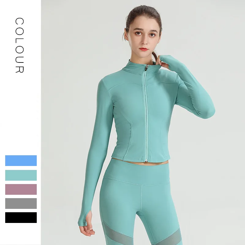 

New Autumn and Winter Yoga Wear Shirt Long Sleeve Women's Slim Slimming Stand-Up Collar Sports Running Workout Clothes Jacket
