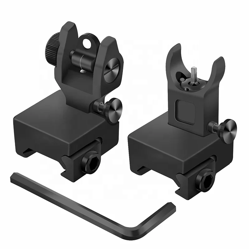 

AR15 flip Up Rear Sight Rapid Transtion A2 Picatinny ar sights ar15 iron sights for Hunting, Black