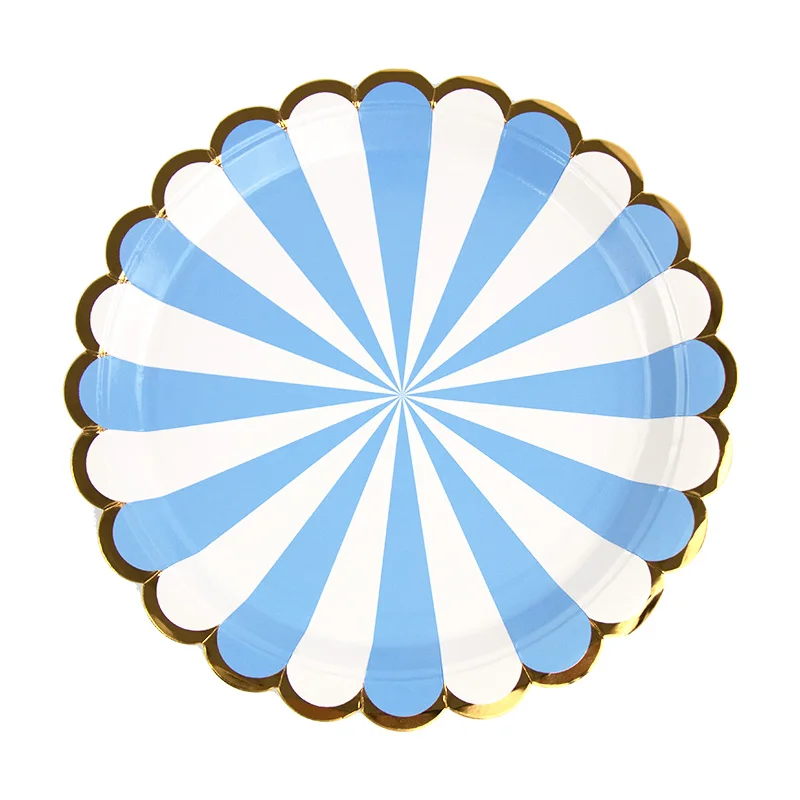 

8pcs/bag Disposable Paper Tableware Blue Sunflower Plates Home Party Supplies Cake Dishes for wedding New Year616167