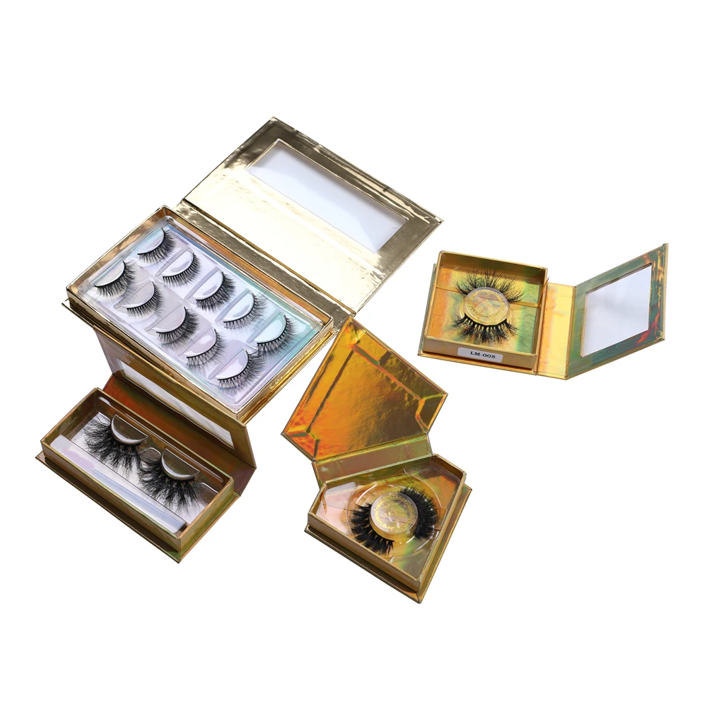 

Custom White And Gold Eyelash Box Eyelash Real Mink 25mm 3d Real Mink Lashes Box, Picture