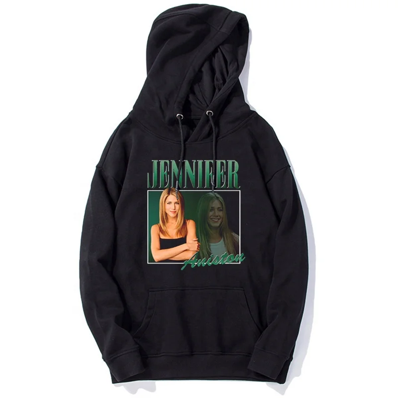 

Hoodie Autumn Winter Unisex Team Party Jennifer Aniston02 Hoodie Plain Hoodie, Black and white