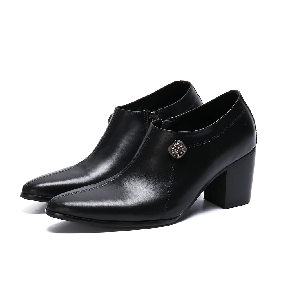 

NA326 Luxury NEW High End Handmade Black Color Factory agent genuine leather buckle strap pointed toe high-Heel men Boots