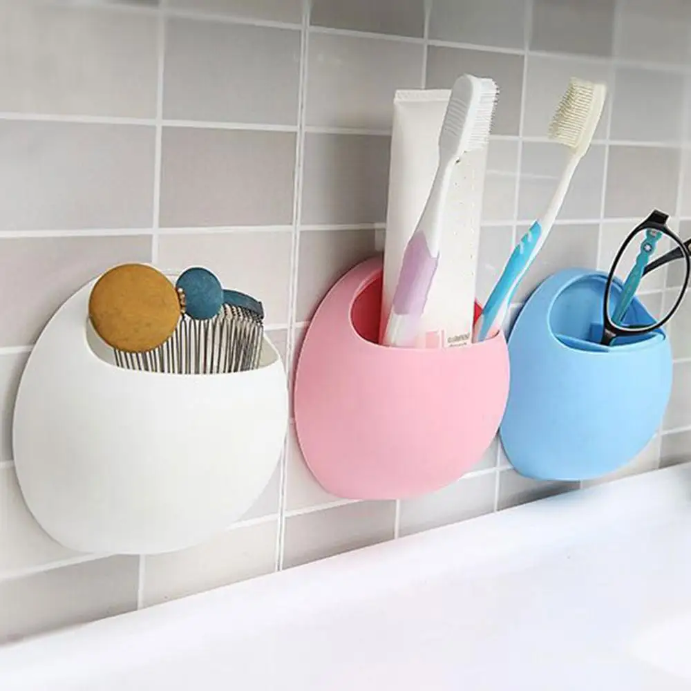 

Bathroom Couple Suction Cup Type Toothpaste Toothbrush Holder Toiletries Rack Household Storage Tools, As photo