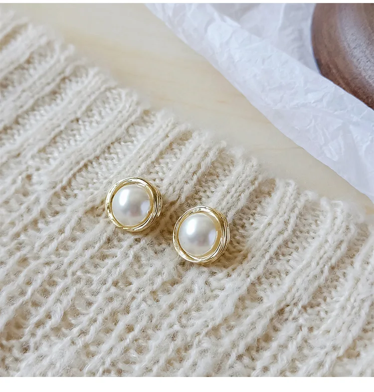 

new arrival pearl earrings for female 925 silver needle stud earrings jewellery 14k gold