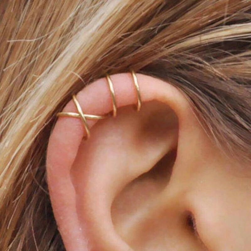 

2022 New 5pcs/set Gold Color Ear Cuffs Climbers No Piercing Earring Leaf Clip On Earrings for Women