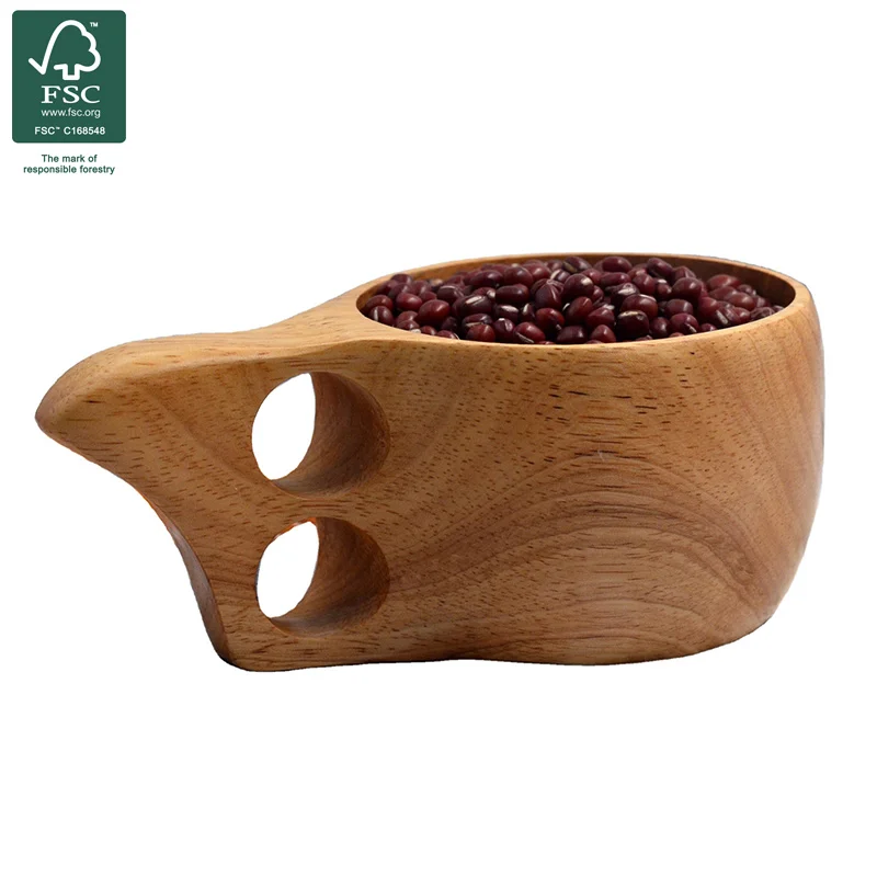 

Nordic Creative Double Hole Wooden Mug, Natural color