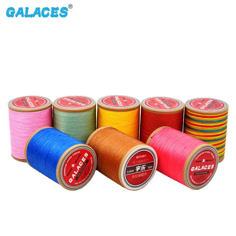 0.8mm Polyester Braid Flat Wax Thread High Strength Polyester Sewing Thread Hand-sewn Leather  Waxed Thread