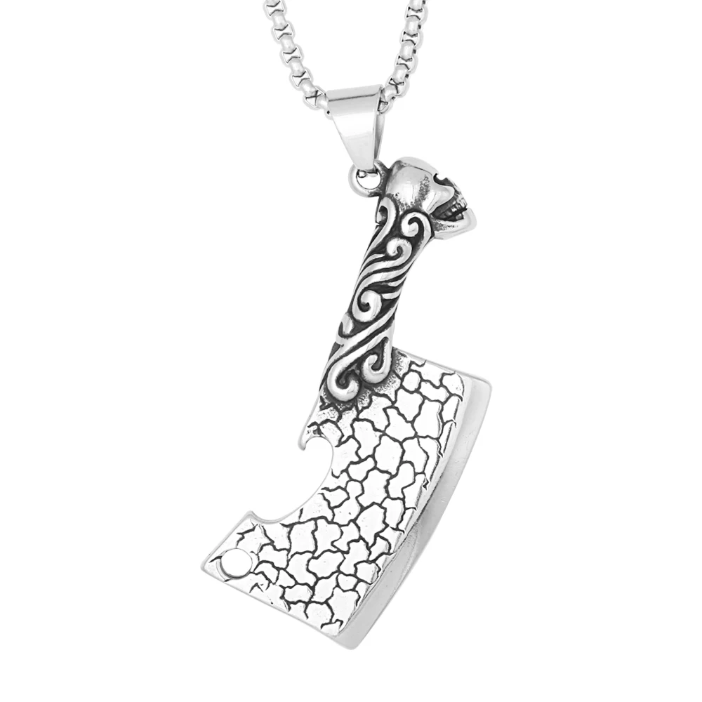 

Mens Fashion Jewelry Vintage Gothic Stainless Steel Unique Design Bottle Opener Skull Knife Pendant Necklace
