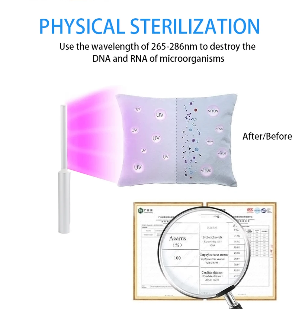 Handheld Rechargeable uv lamp sterilization disinfection led uv sterilizer light factory