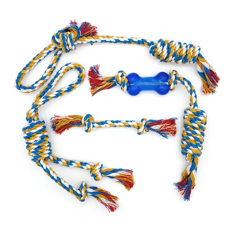 

Wholesale Amazon 4 Packs Braided Dog Rope Toys Knit Durable Pull Cotton Ropes Dog Tug Of War Toys Set, Multi