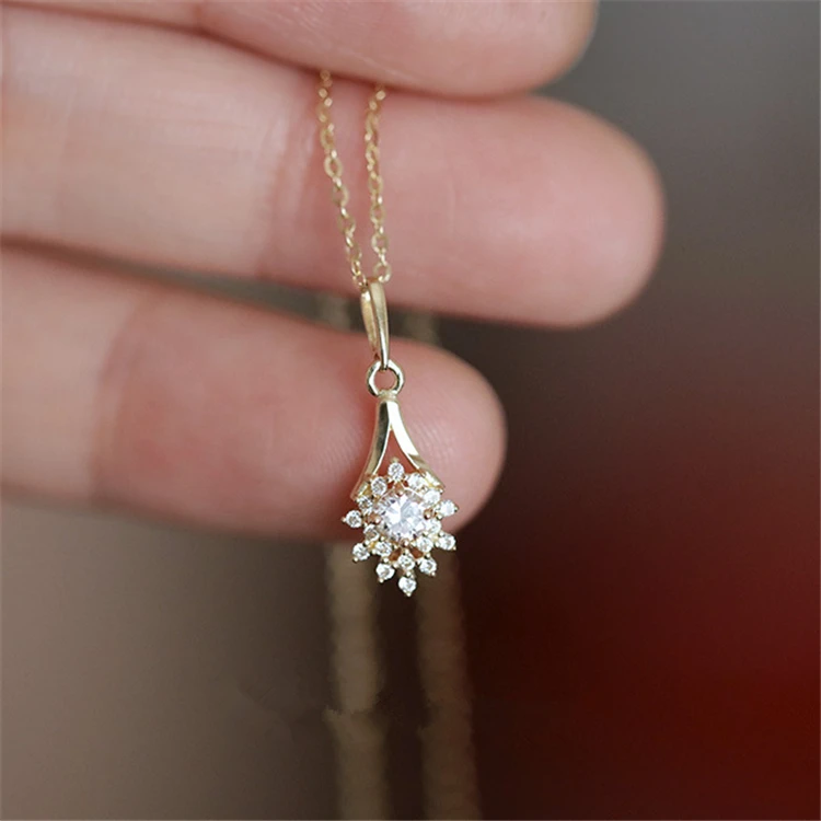 

Luxury 5a Zircon Necklace Wholesale 925 Sterling Silver Elegant Women Gold Necklace