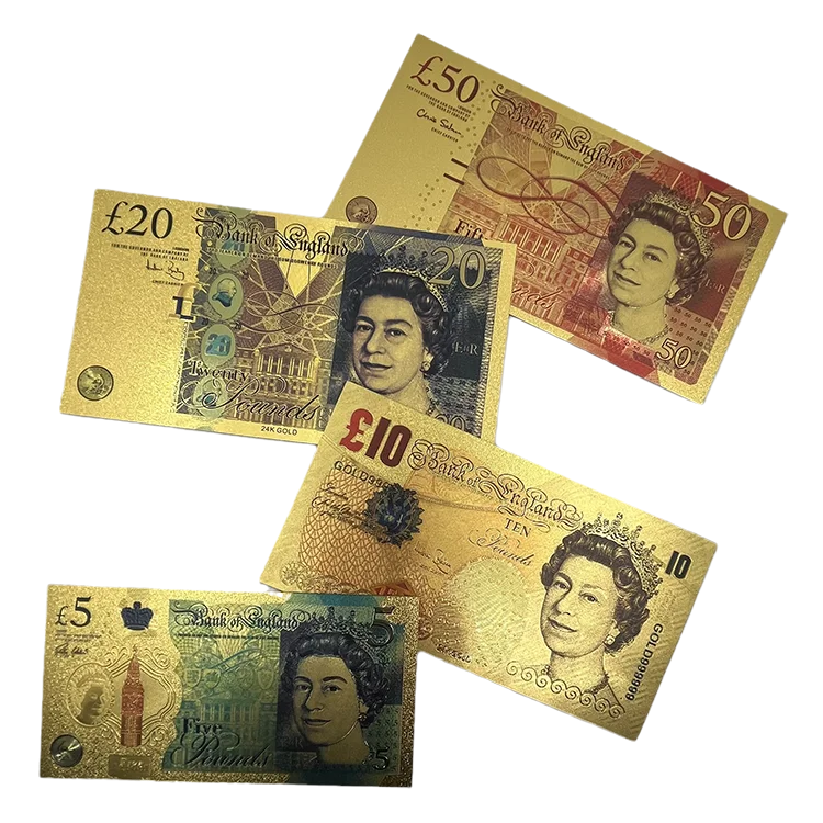 

RTS movie money UK pound GBP Elizabeth collection 24k gold foil banknote