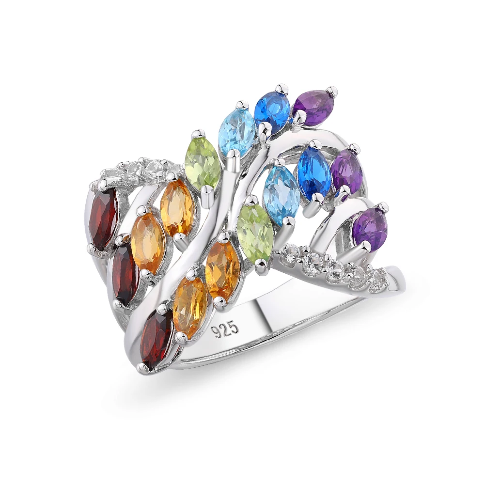 

New Arrival Natural Topaz Amethyst Multicolor gem 925 Sterling Silver Engagement Wedding Accessories Gifts Rings for Women