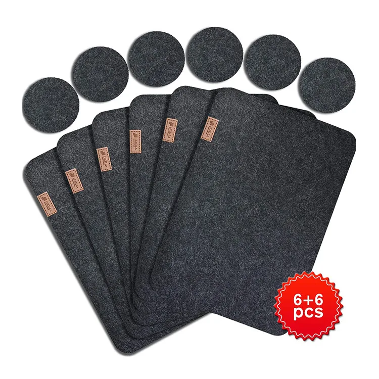 

6 Place Mats and 6 Coasters Dining Table placemat set felt placemat set, Grey