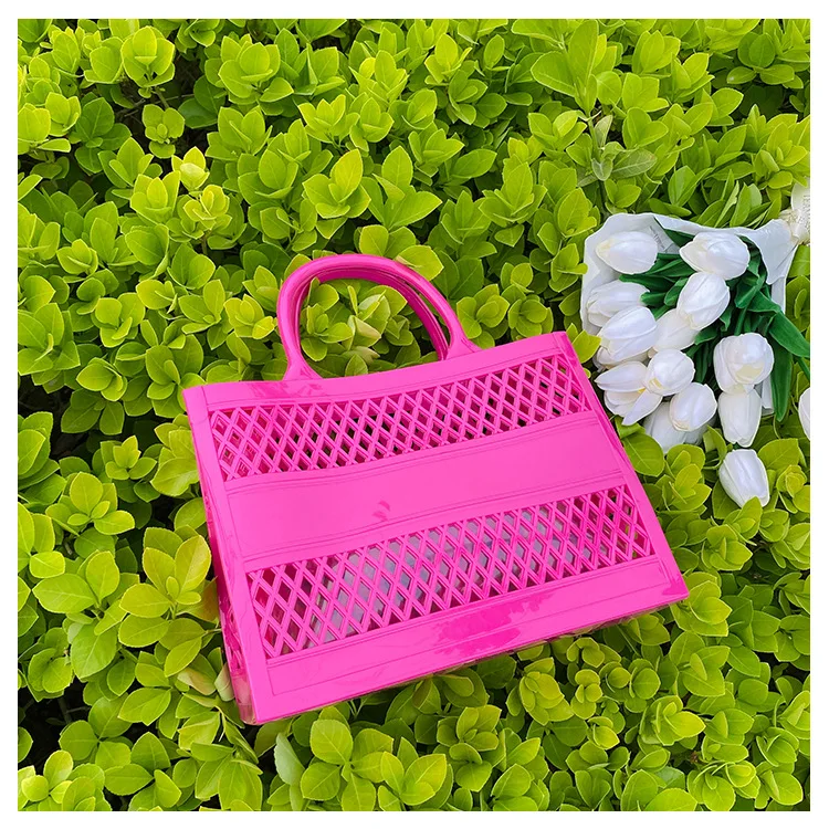 

BUSY GIRL BT4574 Tote Bags 2023 Handbags Hot Pink PVC Ladies Hand Bags Storage basket Jelly Purses and Handbags for Women