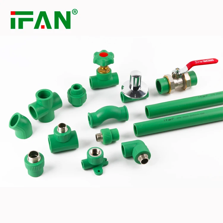 

IFAN PPR Fitting Plastic Green Color 20-32mm Socket Tee Elbow Water Pipe PPR Fittings