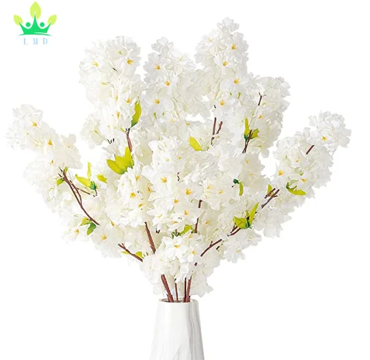 42.25 Inch White Silk Artificial Cherry Blossom Flowers for Home Garden Wedding Table Centrepiece Christmas New Year Party Event