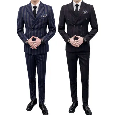 

2021 Men's New Korean Slim Elegant Suit Groom Wedding Business Dress Two Piece Set High Quality Tuxedo, Customized color