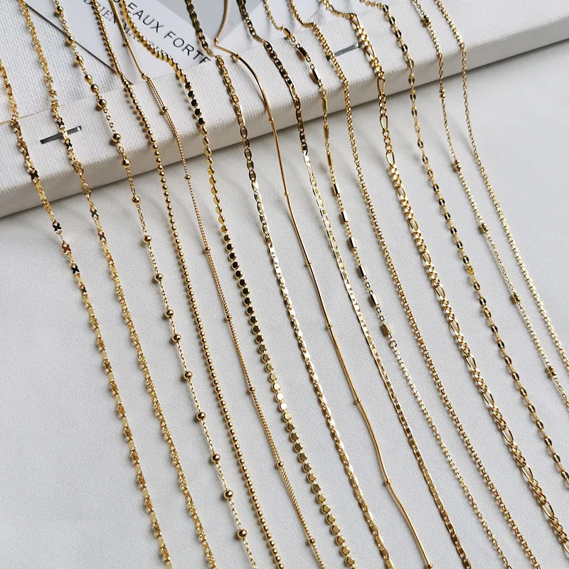 

925 Sterling Silver Necklace 18k Gold Plated Choker Sterling Silver Beaded Box Snake Chain Necklace Women, 18k gold platinum