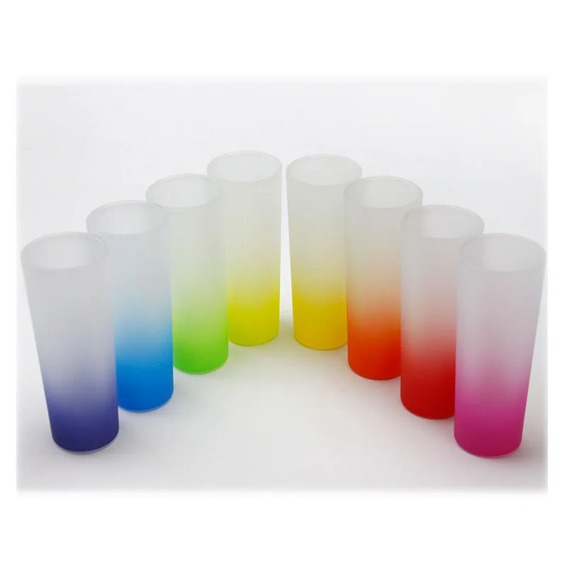 

sublimation blanks customize 3oz gradient color bottom frosted transparent shot glasses, Transparent clear or white