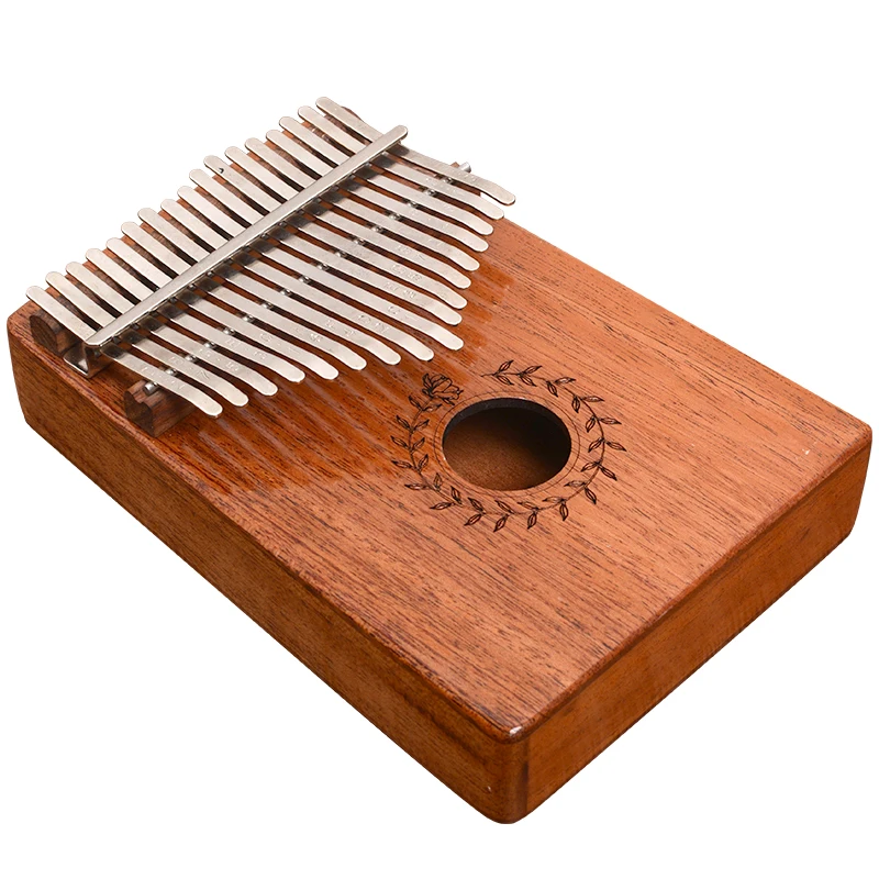 

2020 hot sale solid mahogany wood kalimba 17 key finger piano with hammer tuner, Natural