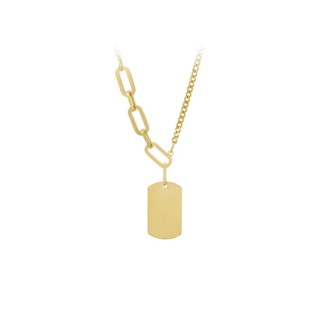 

14k Yellow Gold Gauge Engravable Rectangular Disc Charm Square Rectangle Fine Jewelry Rectangle Rendant Necklace