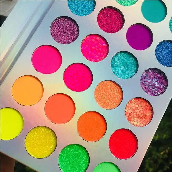 Glow In The Dark Eyeshadow Palette Pressed Matte Glitter Neon Pigments ...