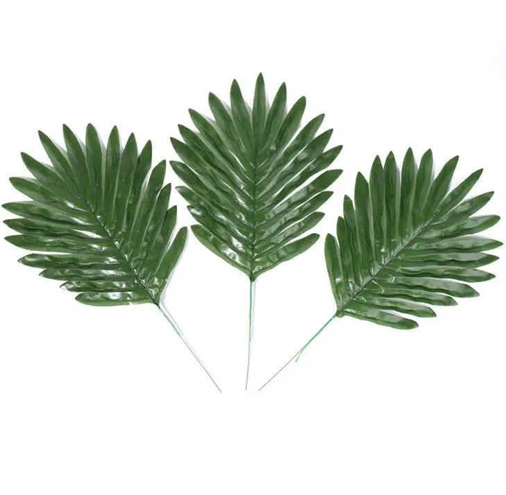 

Cheap plastic flowers artificial tropical monstera palm leaves with stem for party indoor decoration, Green