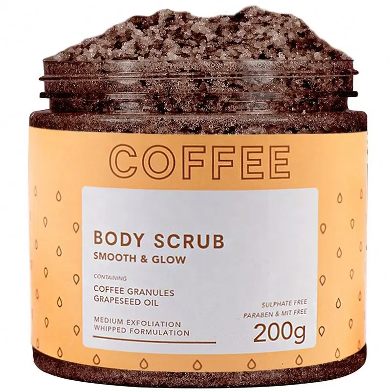 

OEM Wholesale Private Label Sensitive Skin Vegan Natural Sugar Exfoliator Organic Whitening Coffee Body Scrub