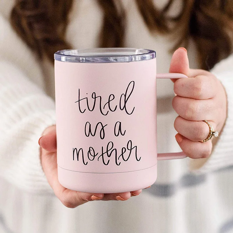 

Stainless Steel Insulated Vacuum Mug Straight Coffee Tumbler with handle Lady Boss Custom print Tumbler Gift for girl/women/mom, Pink