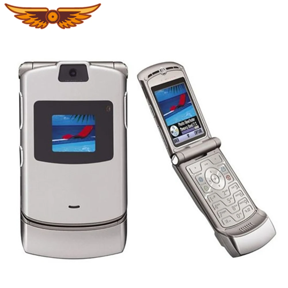 

For RAZR V3 GSM Quad Band Flip Unlocked Old Refurbished Mobile Phone