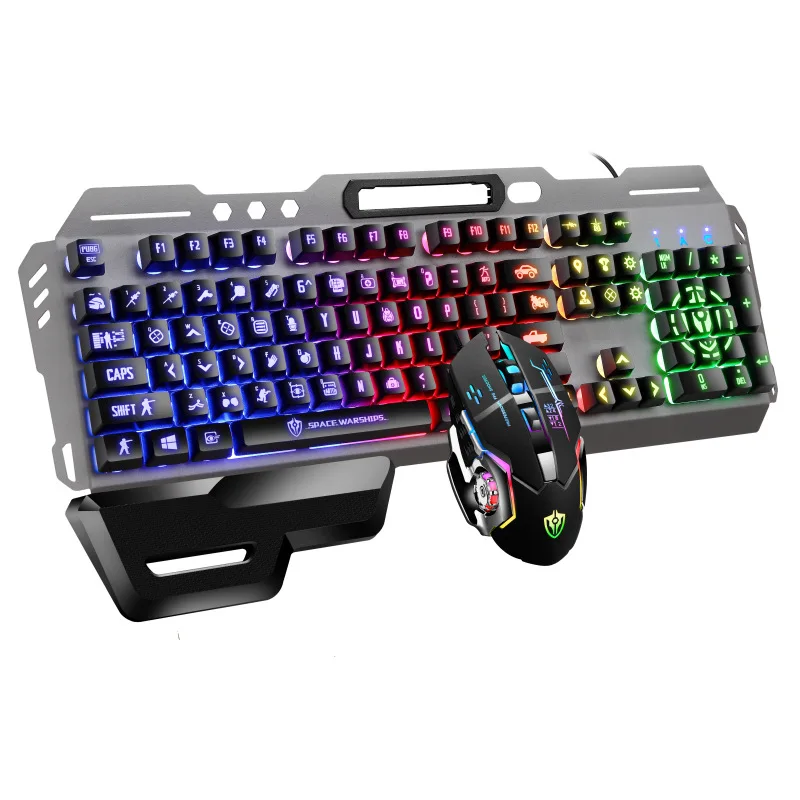 

Wired illuminant keyboard mouse set mechanical feeling game breathing light key Mouse set
