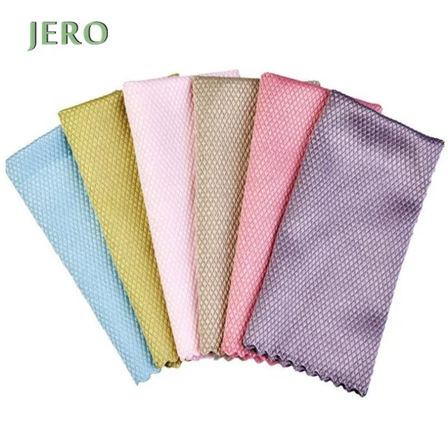 

30*40cm Fish scale towel glass bowl table water absorption mirror remover microfiber cleaning cloth, Multi-colors