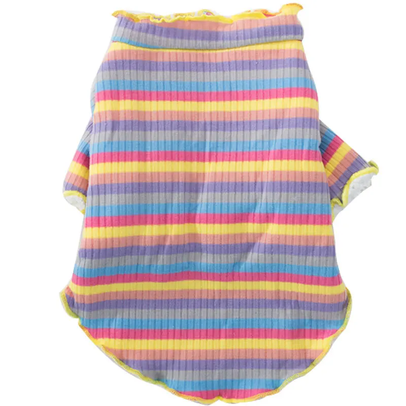 

RTS Rainbow Striped Breathable Pet Cat Dog Vests Pet Kitty Puppy T Shirt Pet Clothes