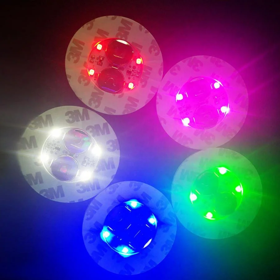 

Led Bar Service Lights at Night Clubs Wedding Parties Led Bar Stickers Coasters Led Bottle Cup Lights, Red or customize