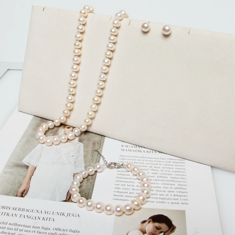 
2019 Wholesale Classic Real Freshwater Pearl Costume Bracelet Necklace Jewelry Set 