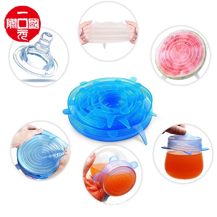 

6PCS Food Fruit Hugger Silicone Stretch Lids Reusable Silicone Food Bowl Covers