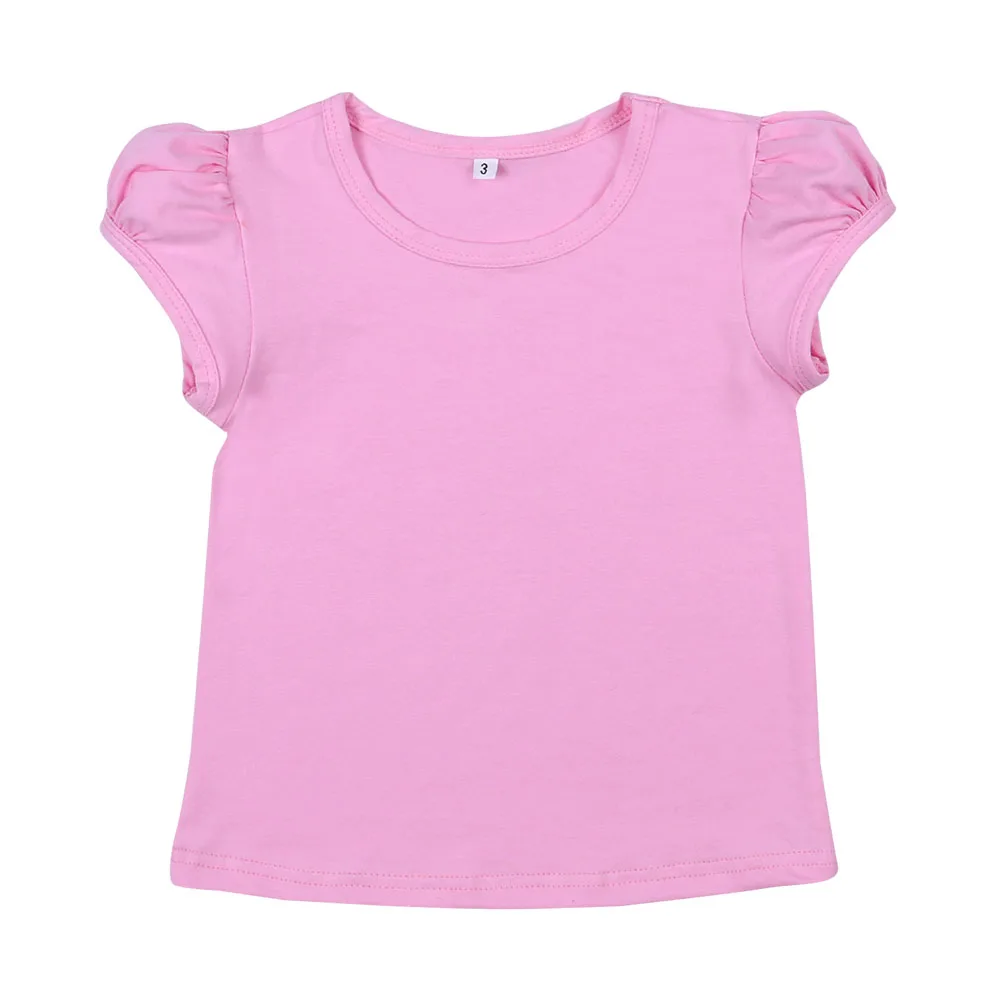 100% Cotton Girls T-shirts Classic Plain Tops For Little Girls Kids ...