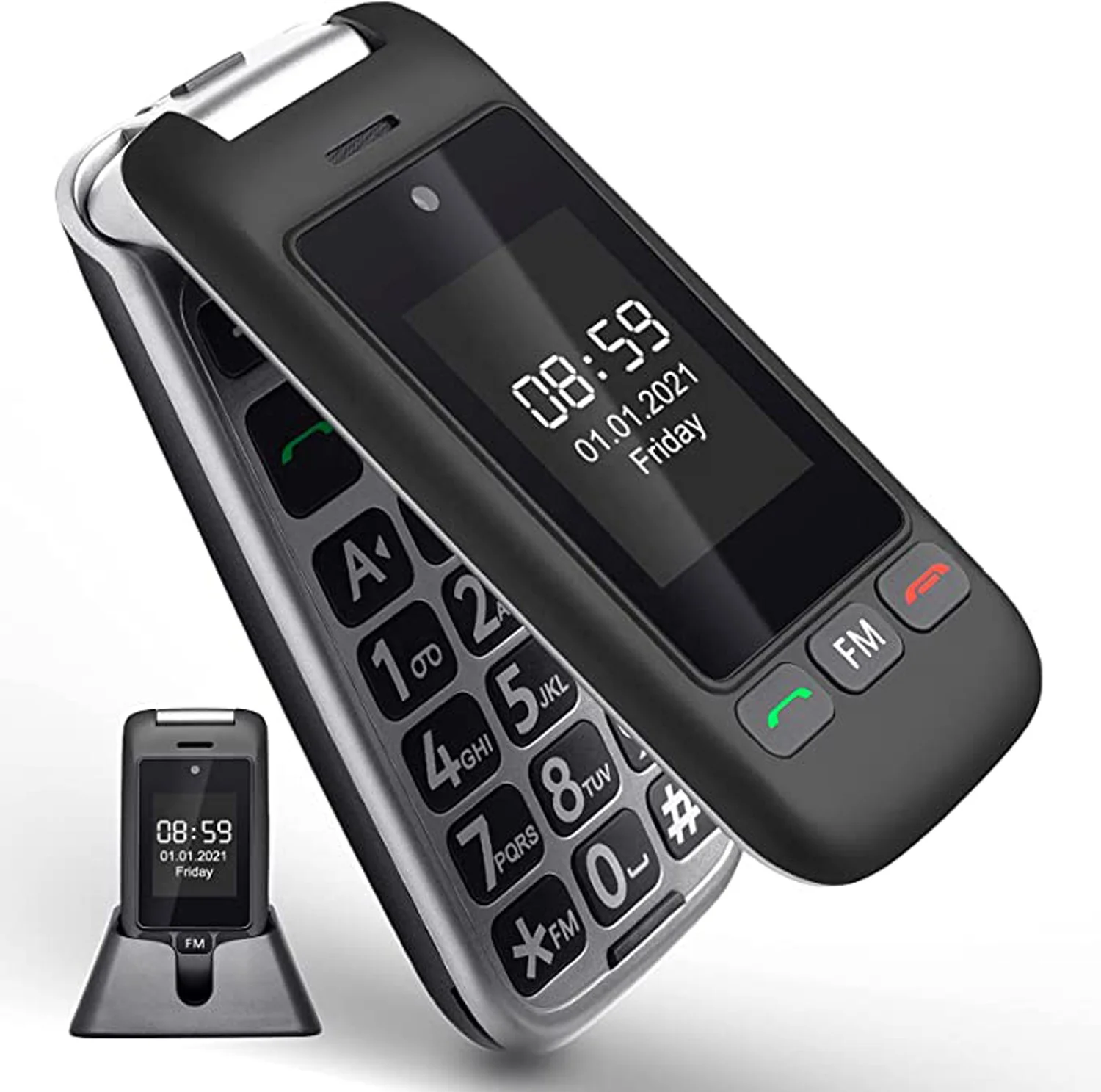 

Artfone C10 Unlocked Senior Flip Cell Phone Dual SIM Big Button mobile Phone for Elderly with Charging Dock and Double Screen